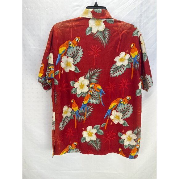 Rima Red Hawaiian Shirt Parrot Floral Print Short Sleeve Men’s Size M - Picture 6 of 7